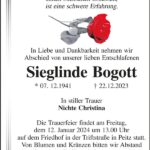 Traueranzeige Sieglinde Bogott