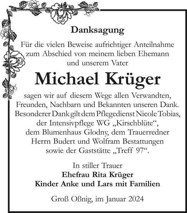 Danksagung Michael Krüger