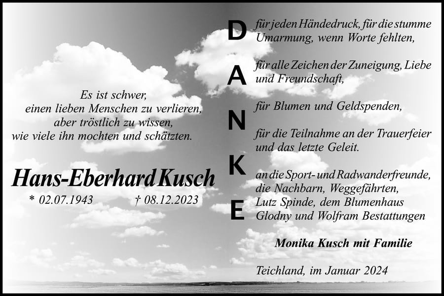 Danksagung Hans-Eberhard Kusch