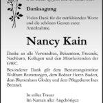 Danksagung Nancy Kain