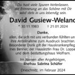 Danksagung David Gusiew-Weland