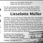 Danksagung Lieselotte Müller