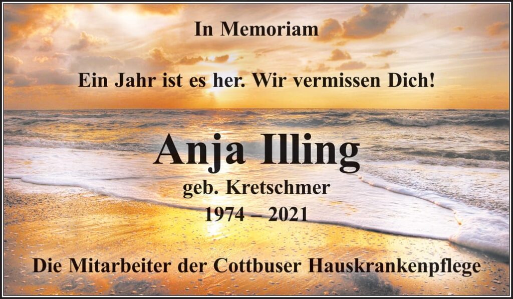Jahresgedenken Anja Illing, geb. Kretschmer