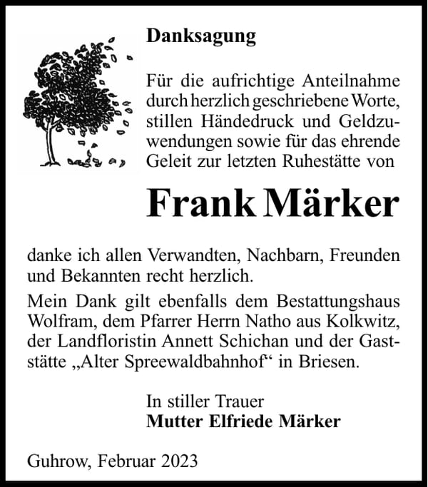 Danksagung Frank Märker