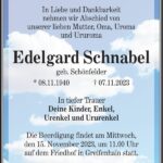 Traueranzeige Edelgard Schnabel, geb. Schönfelder