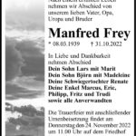 Traueranzeige Manfred Frey