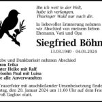 Traueranzeige Siegfried Böhm
