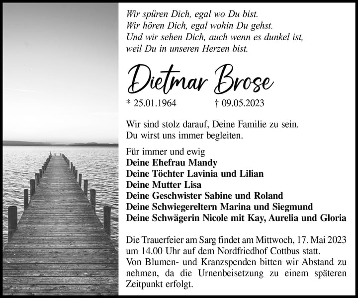 Traueranzeige Dietmar Brose
