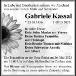 Traueranzeige Gabriele Kassal