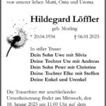 Traueranzeige Hildegard Löffler, geb. Morling