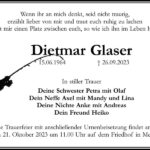 Traueranzeige Dietmar Glaser