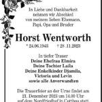 Traueranzeige Horst Wentworth