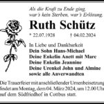 Traueranzeige Ruth Schütz
