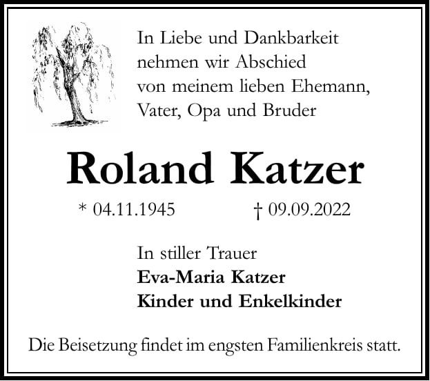 Traueranzeige Roland Katzer