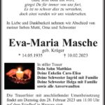 Traueranzeige Eva-Maria Masche, geb. Krüger