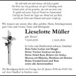 Traueranzeige Lieselotte Müller, geb. Wenzel