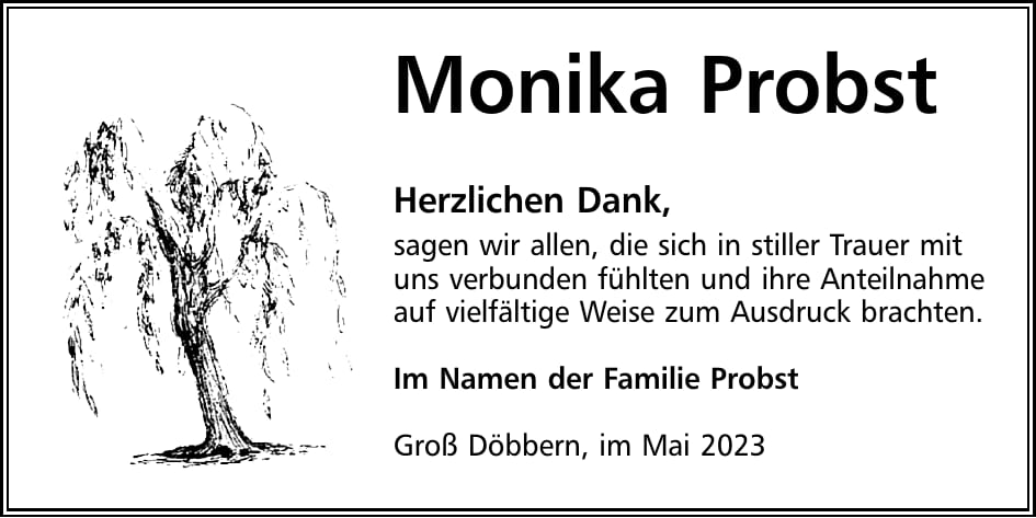 Danksagung Monika Probst