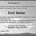 Danksagung Emil Stelter