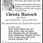 Traueranzeige Christa Maresch, geb. Stebner