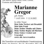 Traueranzeige Marianne Gregor, geb. Henke