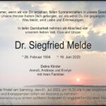 Traueranzeige Dr. Siegfried Melde