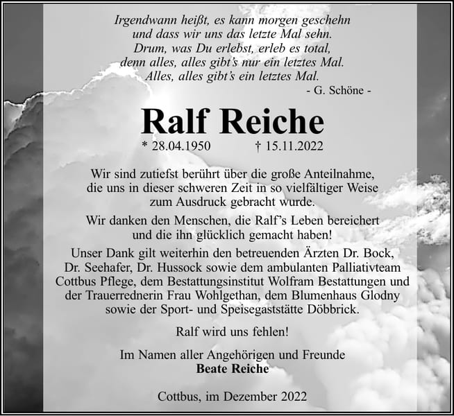 Danksagung Ralf Reiche