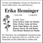 Traueranzeige Erika Henninger