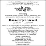 Danksagung Hans-Jürgen Sickert