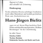 Danksagung Hans-Jürgen Bielitz
