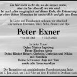 Traueranzeige Peter Exner