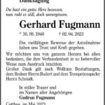 Danksagung Gerhard Fugmann