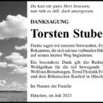 Danksagung Torsten Stube