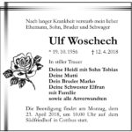 Traueranzeige Ulf Woschech