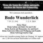 Traueranzeige Bodo Wunderlich