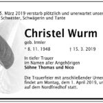 Traueranzeige Christel Wurm, geb. Irmler
