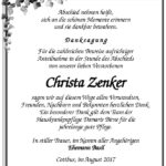 Danksagung Christa Zenker