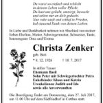 Traueranzeige Christa Zenker, geb. Butt