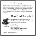 Danksagung Manfred Zwielich