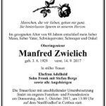 Traueranzeige Manfred Zwielich