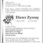 Traueranzeige Dieter Zymny