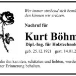 Traueranzeige Dipl.-Ing. Kurt Böhme