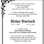 Traueranzeige Heinz Dartsch