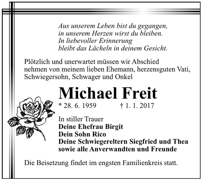 Traueranzeige Michael Freit