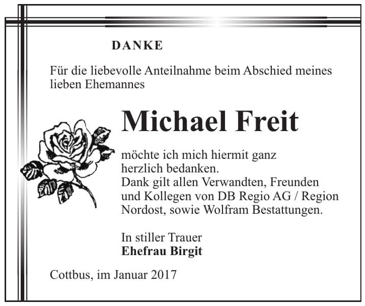 Danksagung Michael Freit