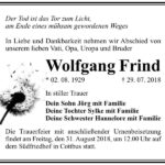 Traueranzeige Wolfgang Frind