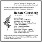 Traueranzeige Renate Giersberg