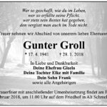 Traueranzeige Gunter Groll