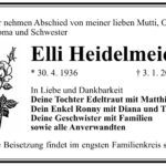 Traueranzeige Elli Heidelmeier