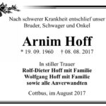 Traueranzeige Arnim Hoff