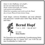 Traueranzeige Bernd Hopf